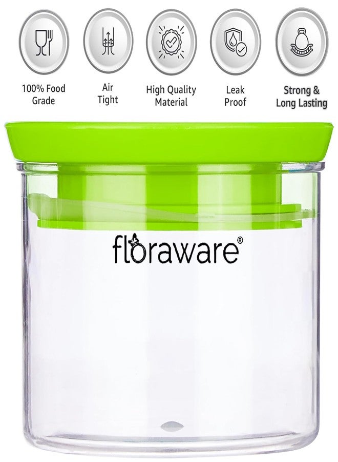 Floraware Plastic Air Tight BPA Free Stackable Round Push Multipurpose Containers For Kitchen Organizer 500ml for Rice Dal Flour Snacks Cereals Pack of 6 (Green) - Image 5